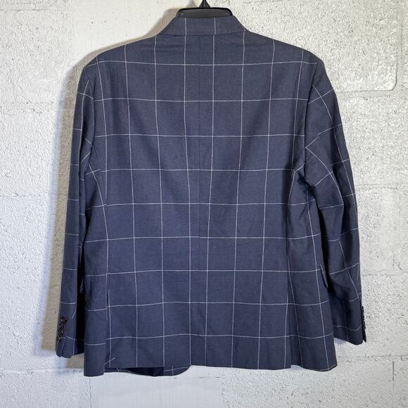 Stafford Classic fit Window Pain Linen blend Sport coat, Blue 42Short, $200 - Picture 7 of 10
